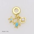 Macro detail of ocean charms featuring sea turtle, starfish, and pearl shell in gold - Marine Life Theme (DB250902-E) (Pendant Only (Without Chain))