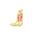 Ciondolo stivale da cowboy dorato con smalto rosso per collana e gioielli DIY - Stivale Cowboy Fiamma Rossa (Ciondolo Solo (Senza Catena))(DN250810-B)