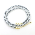 Detail of silver-grey twisted polyester cord necklace with gold lobster clasp and chain - Silver Gray (DN250917-B)