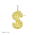 Detail showing 18K gold plated dollar sign pendant with 75mm by 34mm measurements - Heart Dollar Sign Style (DN250918-C) Pendant Only (Without Chain)