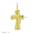 Polished gold cross pendant detail showing 75mm height and 39mm width dimensions - Large Wrapped Cross Style (DN250919-A) / DN250919-A (Pendant Only)