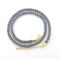Detailed view of gray twisted polyester cord with gold lobster clasp and extension chain - Gray (DN250917-C)