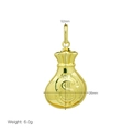 Detail view of 18K gold plated money bag pendant showing 52mm height and 26mm width measurements - Money Bag Dollar Style (DN250918-D) Pendant Only (Without Chain)