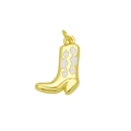Ciondolo a forma di stivale da cowboy dorato con smalto bianco e placcatura 18K - Stivale Cowboy Onda Bianca (Ciondolo Solo (Senza Catena))(DN250810-C)