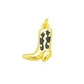Ciondolo a stivale da cowboy dorato con fiamme nere e placcatura in oro 18K - Stivale Cowboy Fiamma Nera (Ciondolo Solo (Senza Catena))(DN250810-D)