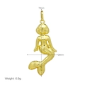 Detailed view of a gold mermaid pendant with size annotations 73mm by 29mm - 3D Mermaid Style (DN250919-C) / DN250919-C (Pendant Only)