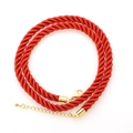 Macro detail of red 6mm twisted polyester cord necklace with golden lobster clasp - Red (DN250917-G)