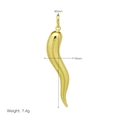 Detailed view of a 90mm gold cornicello pendant with precise size and weight markers - Italian Cornicello Style (DN250919-D) / DN250919-D (Pendant Only)