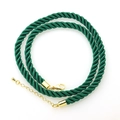 Close-up of dark green braided polyester twist cord with gold lobster clasp for jewelry - Dark Green (DN250917-J)