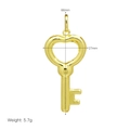 Detailed dimensions of a gold heart key pendant showing 66mm height and 27mm width - DN250919-F (Pendant Only)
