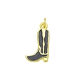 Ciondolo stivale da cowboy dorato con smalto nero per collane da donna - Stivale Cowboy Semplice Nero (Ciondolo Solo (Senza Catena))(DN250810-G)