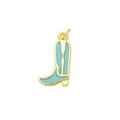 Ciondolo a stivale da cowboy in metallo placcato oro 18K con smalto azzurro - Stivale Cowboy Semplice Celeste (Ciondolo Solo (Senza Catena))(DN250810-H)