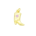 Ciondolo a stivale da cowboy dorato con cuore lavanda smaltato e placcatura oro - Stivale Cowboy Cuore Viola (Ciondolo Solo (Senza Catena))(DN250810-I)