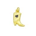 Ciondolo a stivale da cowboy con placcatura in oro 18K e dettaglio cuore nero - Stivale Cowboy Cuore Retrò Nero (Ciondolo Solo (Senza Catena))(DN250810-K)