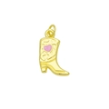Ciondolo a forma di stivale dorato con cuore rosa per la creazione di gioielli - Stivale Cowboy Cuore Retrò Rosa (Ciondolo Solo (Senza Catena))(DN250810-L)