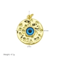 Detailed size view of the 18K gold-plated Evil Eye pendant with 21mm width measurements - Hammered Round Evil Eye Style (Pendant Only (Without Chain)) (DN250921-C)