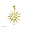 Detailed dimensions of sun pendant in 18K gold plated copper with spiral sunburst - Golden Sun Spiral Style (DN250922-A) Only (Without Chain)