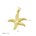 Detailed view of 18K gold starfish pendant showing dimensions 37mm x 28mm and 4.0g weight - Golden Starfish Embossed Texture Style (DN250922-H) Only (Without Chain)