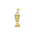 Pendentif carpe koï articulé avec finition dorée et émail jaune, corps mobile à 4 segments - Petit Pendentif Koi Émail Rayé Orange Blanc Uniquement (Sans Chaîne) (DN250812-F)