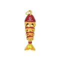 Pendentif carpe koi articulé en métal doré avec émail coloré et pierre violette - Pendentif Koi Émail Rouge Jaune Vert Moyen Uniquement (Sans Chaîne) (DN250812-H)