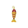 Pendentif carpe koi articulé avec émail coloré rouge et jaune pour collier femme - Petit Pendentif Koi Émail Rouge Jaune Vert Uniquement (Sans Chaîne) (DN250812-I)