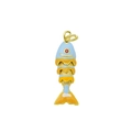 Pendentif carpe koi articulé doré avec écailles en émail bleu et orange vif - Petit Pendentif Koi Émail Bleu Orange Uniquement (Sans Chaîne) (DN250812-L)