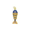 Pendentif carpe koi articulé en émail bleu et orange avec une gemme rose - Petit Pendentif Koi Émail Bleu Jaune Uniquement (Sans Chaîne) (DN250812-O)