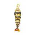 Pendentif carpe koi articulé en or avec yeux en rubis et queue en émail orange vif - Grand Pendentif Koi Émail Brun Rouge Uniquement (Sans Chaîne) (DN250812-P)