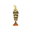 Pendentif carpe koi articulé en finition dorée avec émail coloré et œil rubis - Pendentif Koi Émail Brun Rouge Moyen Uniquement (Sans Chaîne) (DN250812-Q)