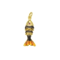 Pendentif carpe koi articulé doré avec œil en pierre violette et queue orange vif - Petit Pendentif Koi Émail Brun Rouge Uniquement (Sans Chaîne) (DN250812-R)