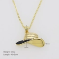 Detailed view of cowboy hat pendant with black enamel and sparkling rhinestones - Black 3-Row Rhinestone Style (DN251012-D)
