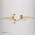 Detailed macro view of a Christmas Santa enamel pendant on a gold adjustable box chain - Cartoon Figure Style (DB251006-B)