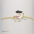 Detail of reindeer enamel charm on gold adjustable chain showing weight 4.1g and size 20mm - Reindeer Style (DB251006-E)