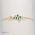 Detail of Christmas tree charm on golden adjustable chain showing 25mm width dimensions - Christmas Tree A Style (DB251006-J)
