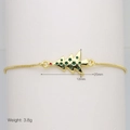 Close-up of golden Christmas tree charm with green enamel on adjustable box chain - Christmas Tree B Style (DB251006-K)
