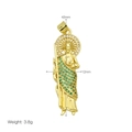 Detail of St. Jude pendant in 18K gold plating with green and white cubic zirconia - Multicolor Saint Jude Style Pendant Only (Without Chain) (DN251016-C)