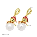 Dettaglio orecchini a forma di pupazzo di neve con perle, dimensioni 40mm x 17mm e 8,3g - Stile Perla del Pupazzo di Neve (DE251010-A)