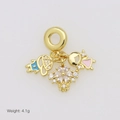 Detail of gold charms featuring a boy, girl, and zircon flower, weight 4.1g - Boy & Girl Set (DB251007-E) Pendant Only (Without Chain)
