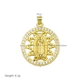 Detalle del colgante Virgen María bañado en oro de 18K con incrustaciones de circón - Estrella Octogonal Hueca Nuestra Señora De Guadalupe (DN251018-A) Colgante Solo (Sin Cadena)