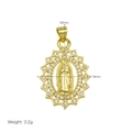 Detalle del colgante Virgen María bañado en oro 18K con circonitas y diseño de rayos - Estrella Solar Nuestra Señora De Guadalupe (DN251018-C) Colgante Solo (Sin Cadena)