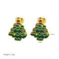 Detail of Christmas tree stud earrings with green enamel and red star decoration - Christmas Tree Style (DE251012-F)
