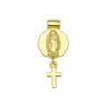 Détail du pendentif cœur doré avec la Vierge de Guadalupe et une petite croix pendante - Pendentif Notre Dame de Guadalupe Seul (Sans Chaîne) (DN251101-H)