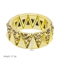 Vue détaillée du bracelet élastique géométrique léopard et doré, largeur 24mm et poids 27.3g - Style Triangle Géométrique (DB251104-B)
