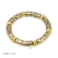Détail du bracelet élastique style bambou motif léopard avec largeur de 10 mm - Style Tube de Bambou (DB251104-C)