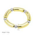 Détail du bracelet élastique CCB bicolore avec tubes dorés 11mm et perles argentées - Style Perles Or Argent (DB251104-D)
