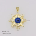 Detail of 18K gold plated Evil Eye pendant with blue stone and cubic zirconia accents - Pendant Only (Without Chain) - DN251023-D