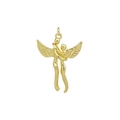 Pendentif ange en or poli avec détails d'ailes et brillance métallique éclatante - Style Ange Embrassant Doré (DN251118-A) / Pendentif Seul (Sans Chaîne)