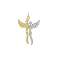 Détail du pendentif anges enlacés bicolore or et argent avec gravures d'ailes fines - Style Ange Embrassant Bicolore (DN251118-B) / Pendentif Seul (Sans Chaîne)