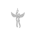 Pendentif ange en argent poli avec texture d'ailes détaillée pour la fête des mères - Style Ange Embrassant Argenté (DN251118-C) / Pendentif Seul (Sans Chaîne)