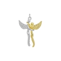 Détail du pendentif ange bicolore en argent poli et or pour colliers de bijoux - Style Ange Patchwork Bicolore (DN251118-D) / Pendentif Seul (Sans Chaîne)
